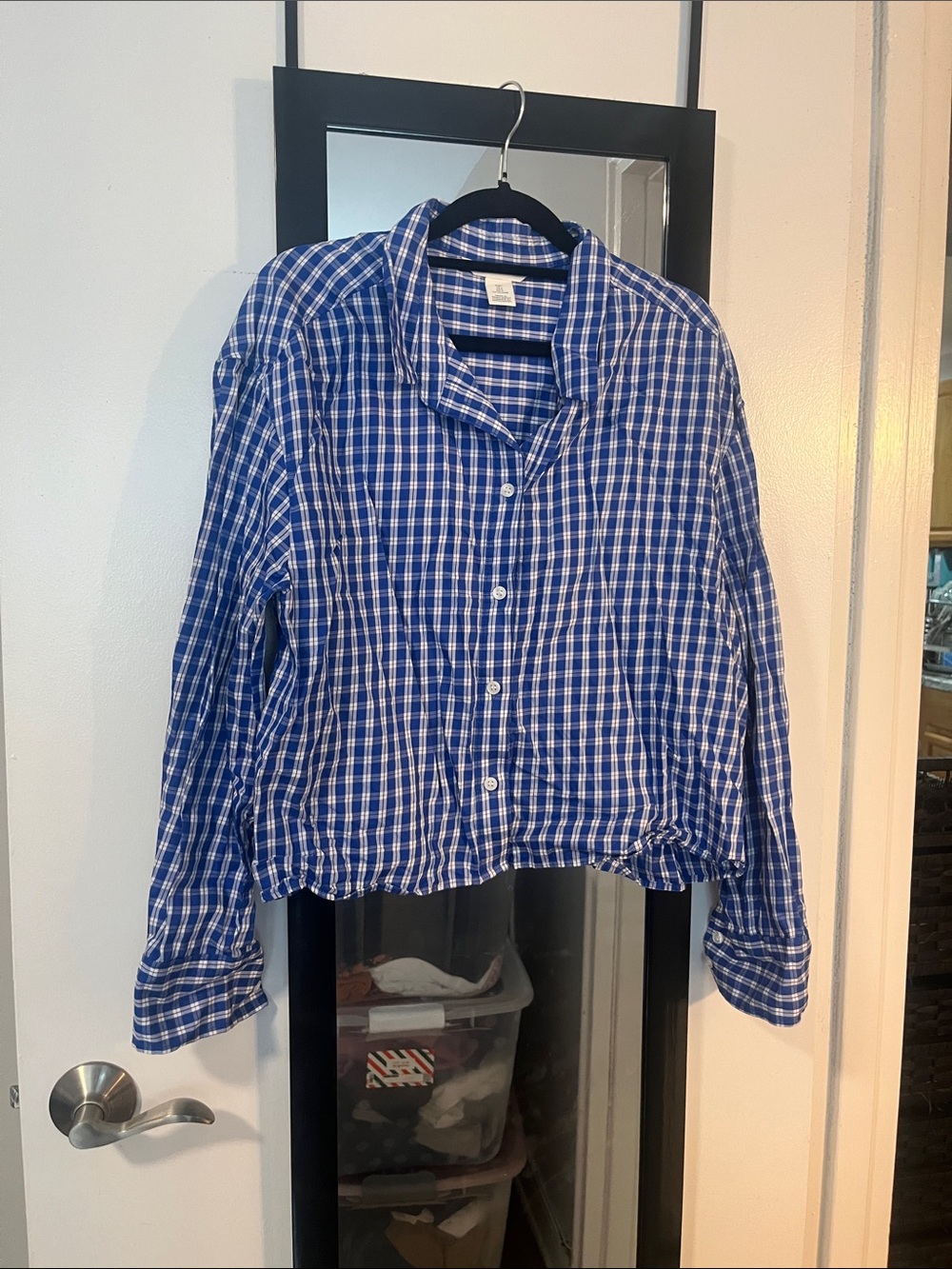 H&M Blue and White Plaid Button-Down Shirt